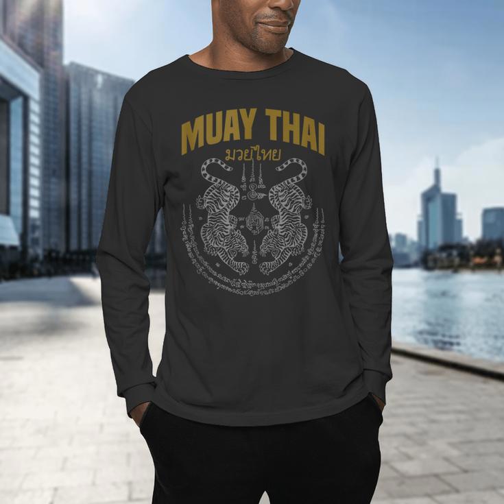Muay Thai Art Twin Tigers Muay Thai Fighter MMA Martial Arts Men's Long Sleeve T-Shirt Muay Thai Art Twin Tigers Muay Thai Fighter MMA Martial Arts Men's Long Sleeve T-Shirt