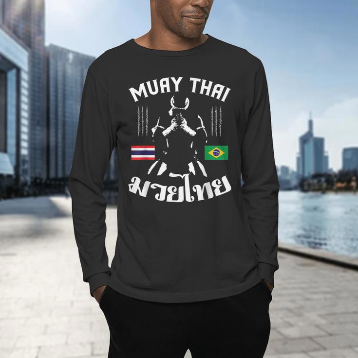 Muay Thai Brazil Brazilian Martial Arts Thai Men's Long Sleeve T-Shirt Muay Thai Brazil Brazilian Martial Arts Thai Men's Long Sleeve T-Shirt