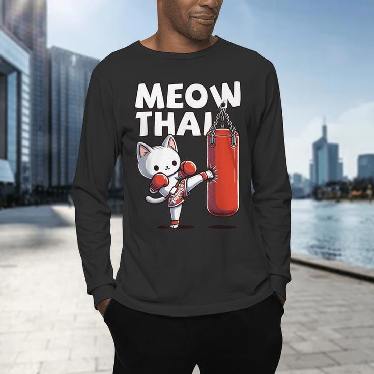Muay Thai Cat Meow Thai Thai Boxing For Youth Muay Thai Men's Long Sleeve T-Shirt