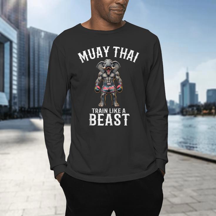 Muay Thai Elephant Kickboxing And Elephant Thai Men's Long Sleeve T-Shirt
