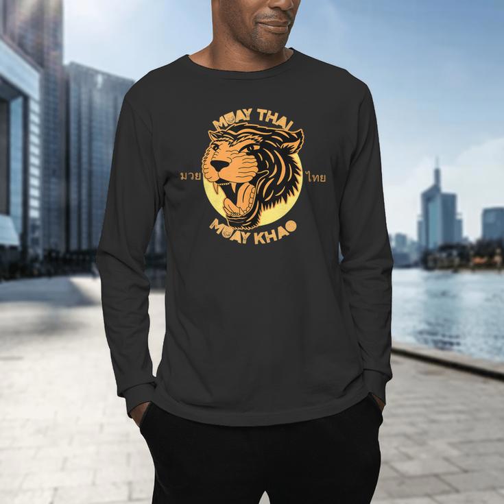 Muay Thai Muay Khao Kickboxing Men's Long Sleeve T-Shirt Muay Thai Muay Khao Kickboxing Men's Long Sleeve T-Shirt