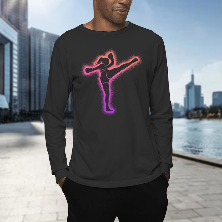 Muay Thai Martial Arts Kickboxer Women Girls Kickboxing Men's Long Sleeve T-Shirt