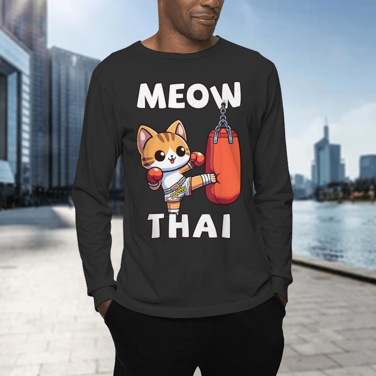 Muay Thai Meow Thai Thai Boxing For Boys Muay Thai Cat Men's Long Sleeve T-Shirt