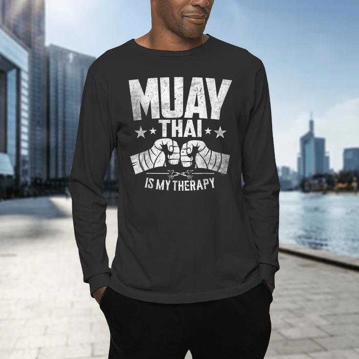Muay Thai Is My Therapy Muay Thai Lovers Muay Thai Men's Long Sleeve T-Shirt Muay Thai Is My Therapy Muay Thai Lovers Muay Thai Men's Long Sleeve T-Shirt
