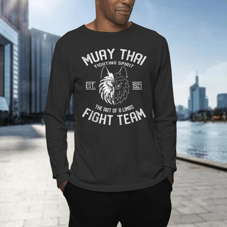 Muay Thai Wolf Fight Team Nak Muay Kickboxing Men's Long Sleeve T-Shirt Muay Thai Wolf Fight Team Nak Muay Kickboxing Men's Long Sleeve T-Shirt