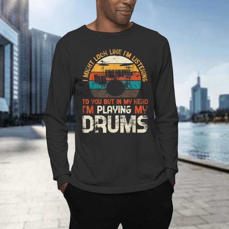 Musician Drummer Music Lover Drum Kit Men's Long Sleeve T-Shirt Musician Drummer Music Lover Drum Kit Men's Long Sleeve T-Shirt