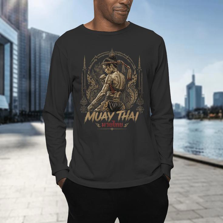 Old School Muay Thai Student Thai Boxing Fighter Men's Long Sleeve T-Shirt Old School Muay Thai Student Thai Boxing Fighter Men's Long Sleeve T-Shirt