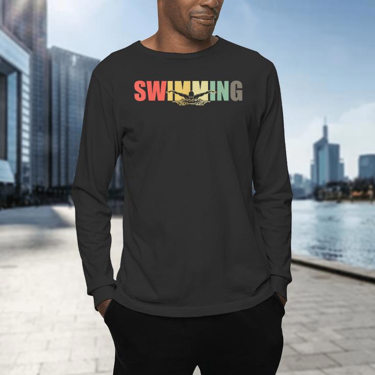 Retro Swimming Vintage Swimming Swimmer Men's Long Sleeve T-Shirt