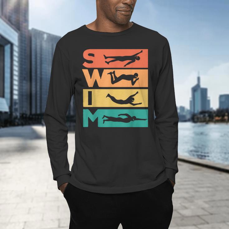 Retro Vintage Swimming For Swimmers Men's Long Sleeve T-Shirt Retro Vintage Swimming For Swimmers Men's Long Sleeve T-Shirt
