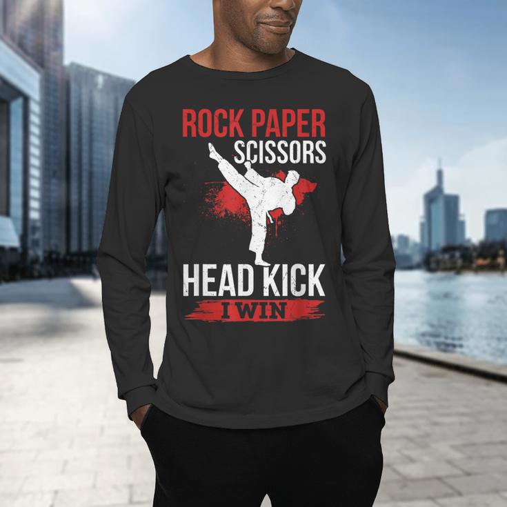Rock Paper Scissors Head Kick I Win Muay Thai Men's Long Sleeve T-Shirt