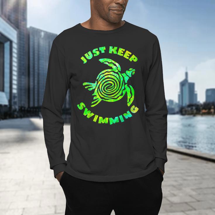 Sea Turtle Just Keep Swimming Ocean Beach Vacation Men's Long Sleeve T-Shirt Sea Turtle Just Keep Swimming Ocean Beach Vacation Men's Long Sleeve T-Shirt