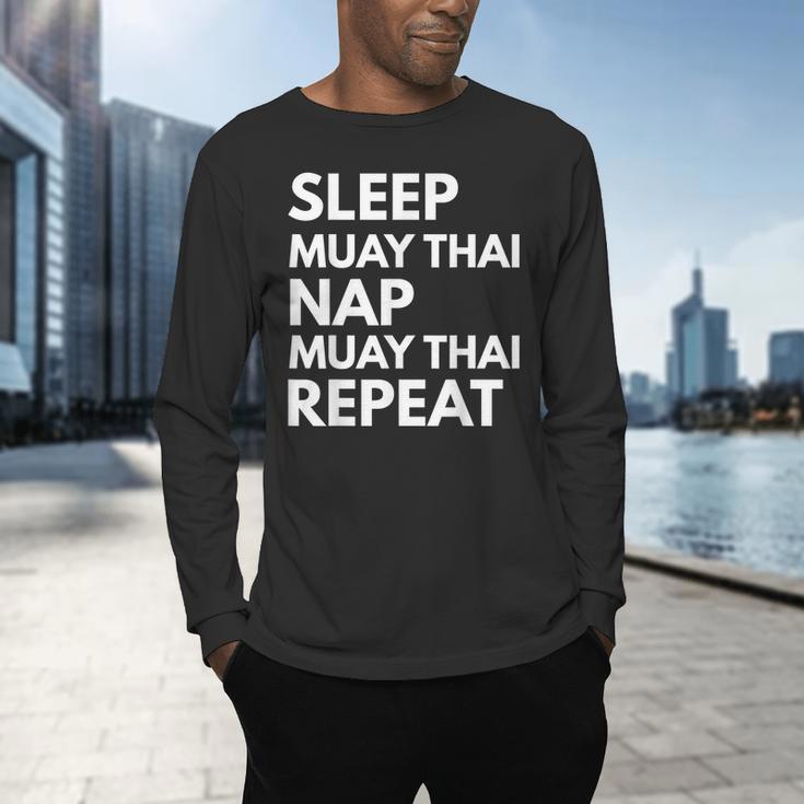Sleep Nap Muay Thai Repeat Lover Martial Arts Men's Long Sleeve T-Shirt