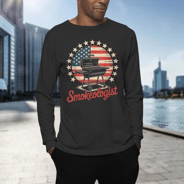 Smokeologist Grilling BBQ Dad Men's Long Sleeve T-Shirt Smokeologist Grilling BBQ Dad Men's Long Sleeve T-Shirt