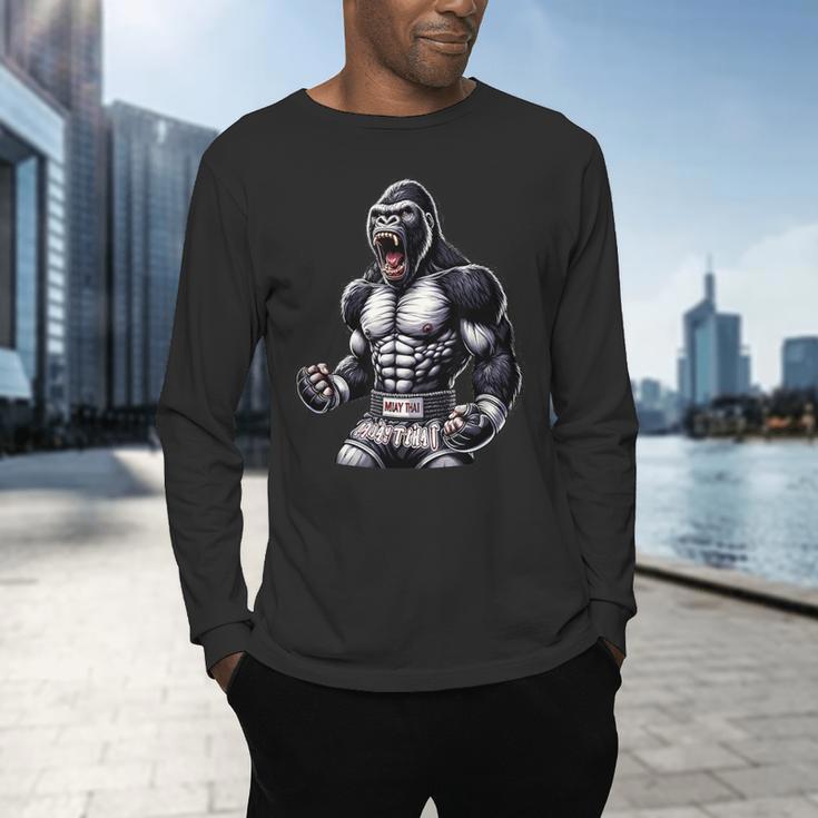 Strong Muay Thai Gorilla Thai Boxing And Fighting Men's Long Sleeve T-Shirt Strong Muay Thai Gorilla Thai Boxing And Fighting Men's Long Sleeve T-Shirt