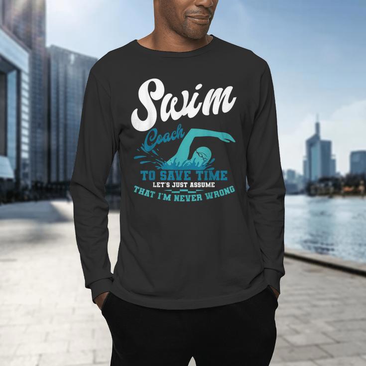 Swim Coach Swimming Lesson Sport Professional Instructor Men's Long Sleeve T-Shirt