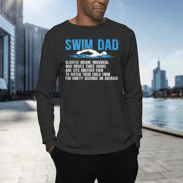 Swim Dad Definition Swimming Dad Of A Swimmer Father Men's Long Sleeve T-Shirt Swim Dad Definition Swimming Dad Of A Swimmer Father Men's Long Sleeve T-Shirt