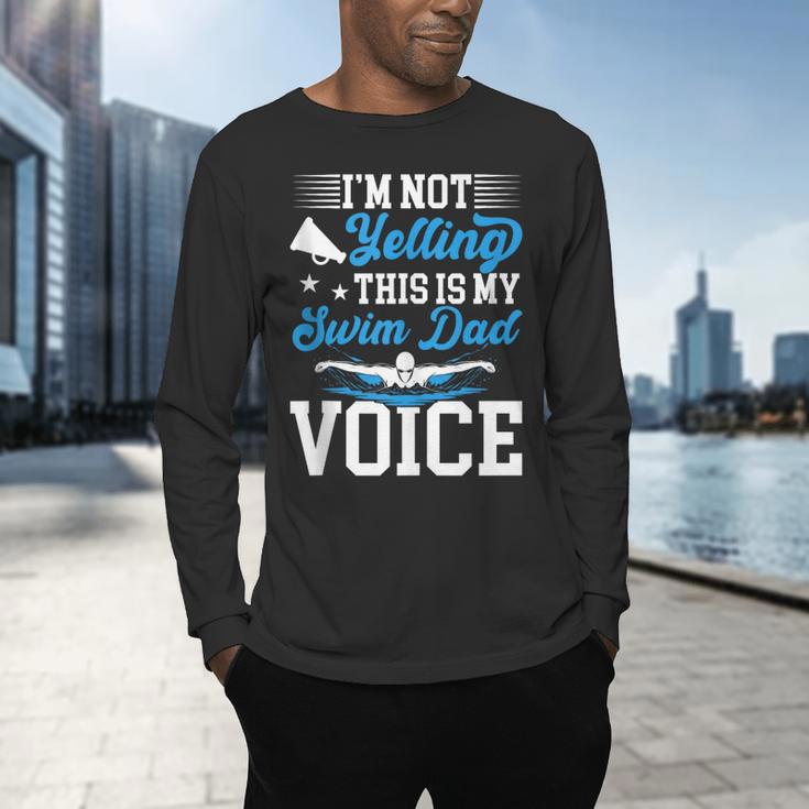 Swim Dad Voice Swimming Dad Of A Swimmer Father Men's Long Sleeve T-Shirt
