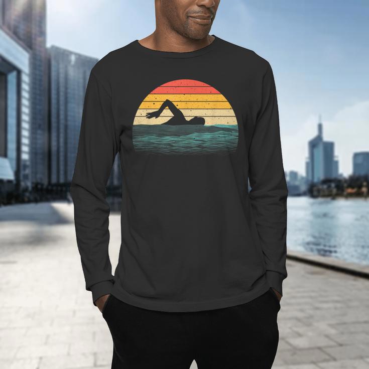 Swimming Art For Men Women Swim Coach Rescue Swimmer Men's Long Sleeve T-Shirt Swimming Art For Men Women Swim Coach Rescue Swimmer Men's Long Sleeve T-Shirt