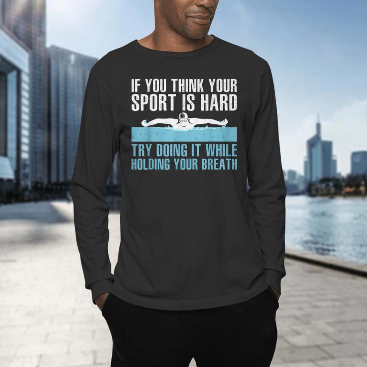 Swimming Art For Men Women Swimmer Swim Coach Training Men's Long Sleeve T-Shirt