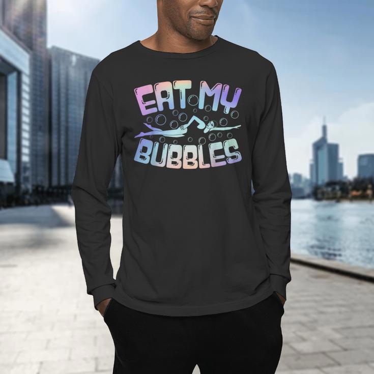 Swimming Eat My Bubbles Swim Watercolour Men's Long Sleeve T-Shirt Swimming Eat My Bubbles Swim Watercolour Men's Long Sleeve T-Shirt
