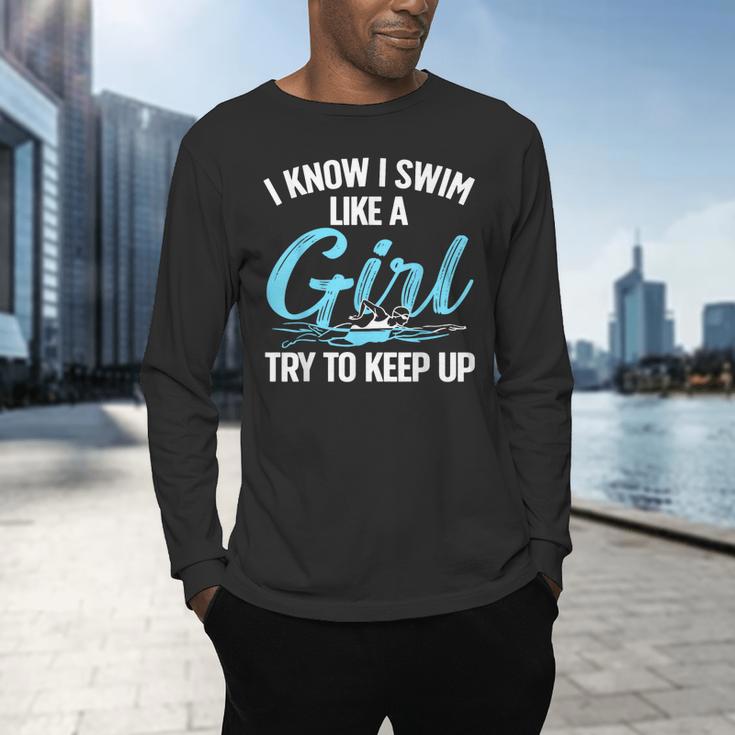 Swimming For Men Women Kids Swimmer Swim Lovers Men's Long Sleeve T-Shirt