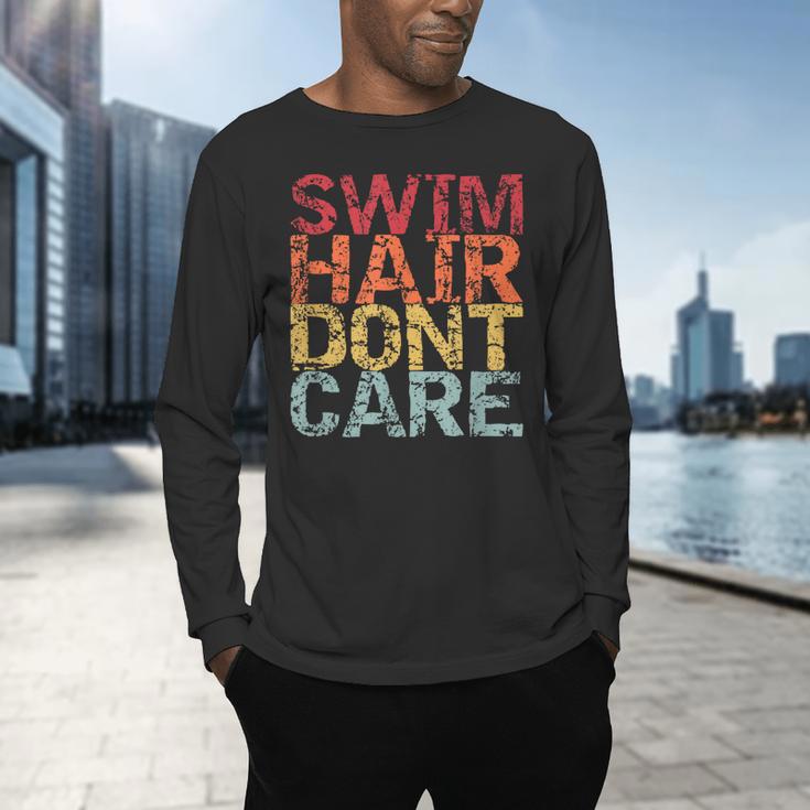 Swimming Pool Diving Sport Swimmer Swim Hair Dont Care Men's Long Sleeve T-Shirt