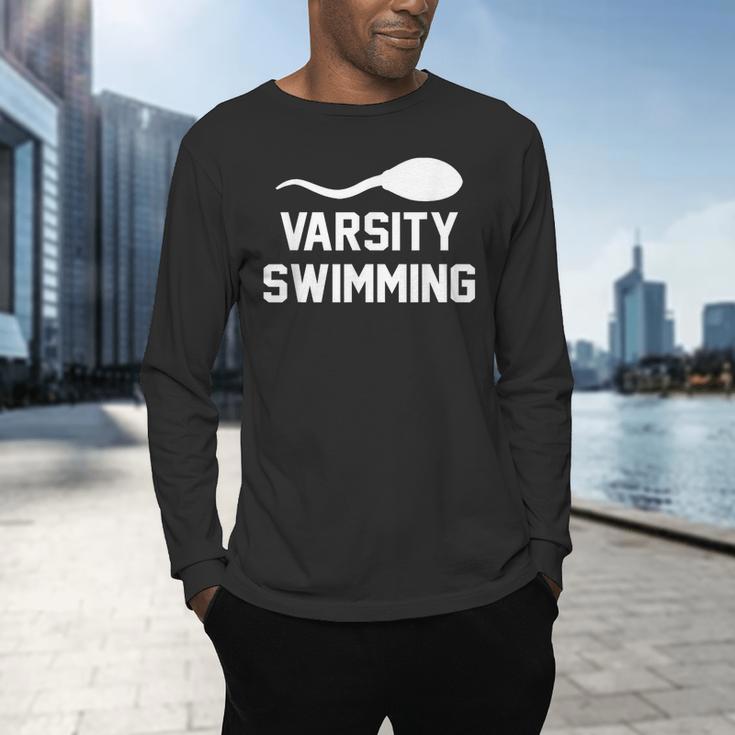Varsity Swimming For Men Women Men's Long Sleeve T-Shirt Varsity Swimming For Men Women Men's Long Sleeve T-Shirt