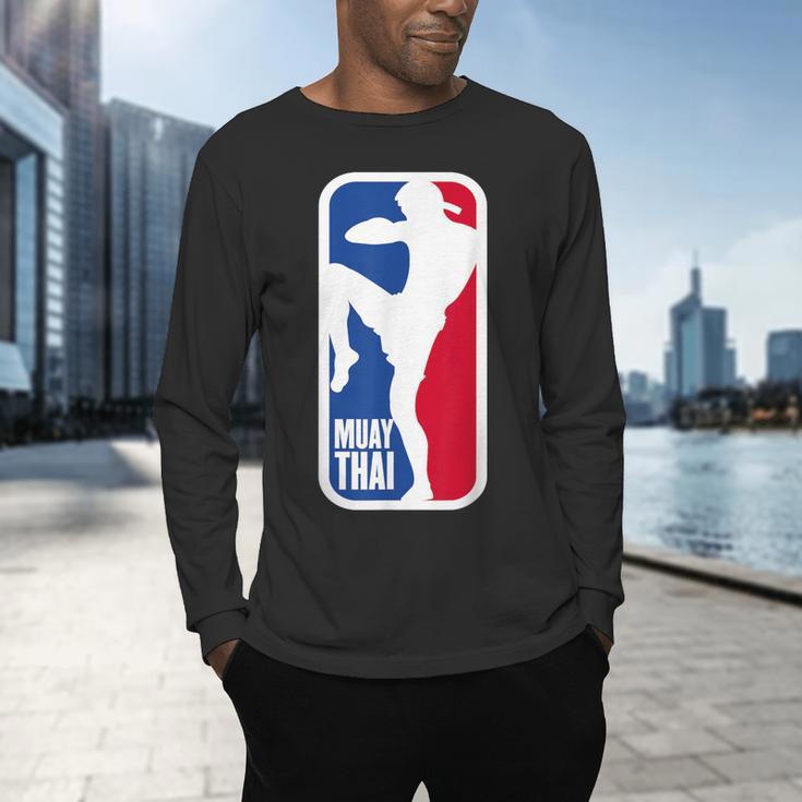 Vintage Muay Thai Fighter MMA Street Fight Kickboxing Club Men's Long Sleeve T-Shirt