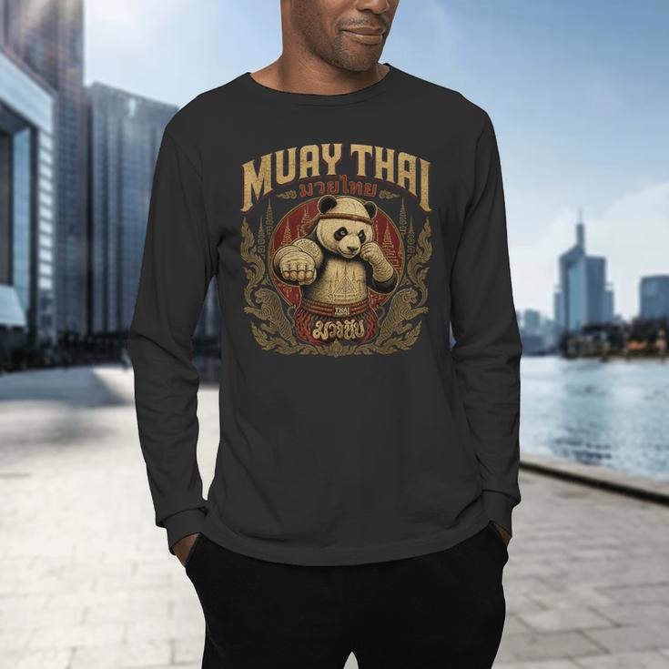Vintage Muay Thai Gym Thai Boxing Training Fighter Panda Men's Long Sleeve T-Shirt Vintage Muay Thai Gym Thai Boxing Training Fighter Panda Men's Long Sleeve T-Shirt