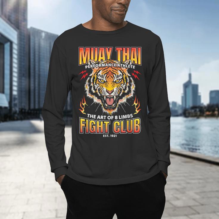 Vintage Muay Thai Twin Tiger Art Of 8 Limbs Men's Long Sleeve T-Shirt