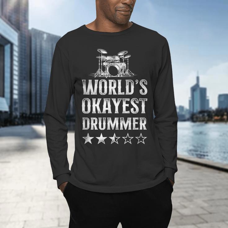 Vintage World'S Okayest Drummer Drum Kit Men's Long Sleeve T-Shirt Vintage World'S Okayest Drummer Drum Kit Men's Long Sleeve T-Shirt