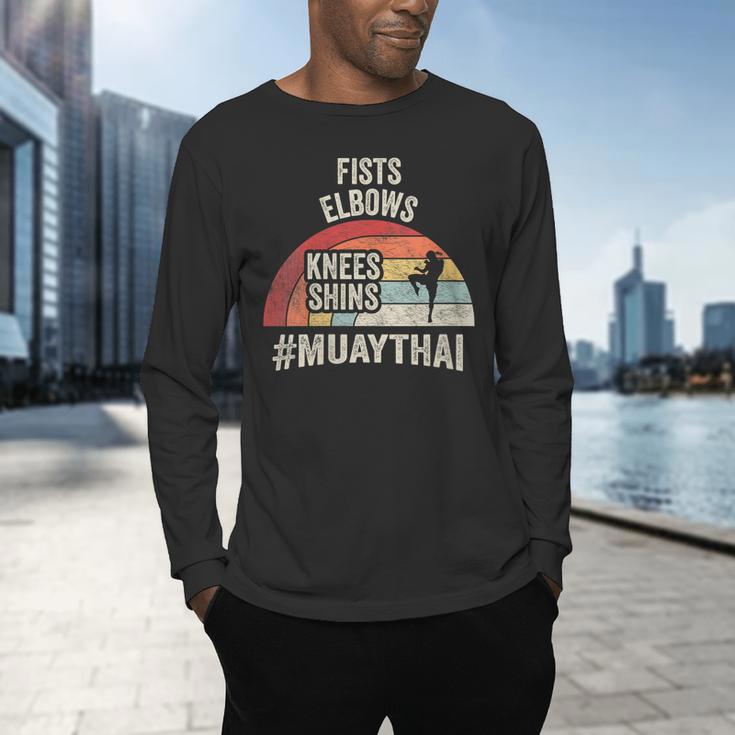 Women's Retro Muay Thai Martial Arts Fighter Graphic Men's Long Sleeve T-Shirt Women's Retro Muay Thai Martial Arts Fighter Graphic Men's Long Sleeve T-Shirt