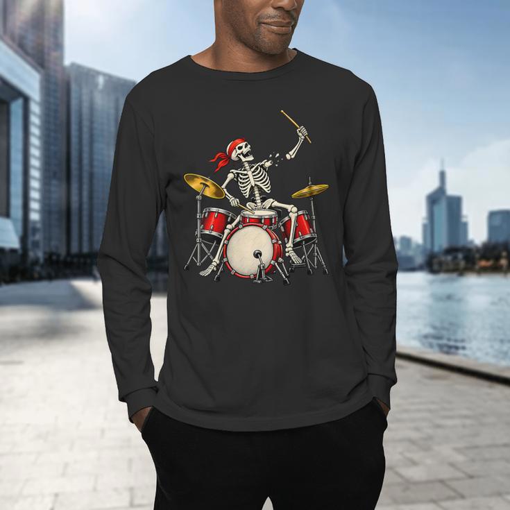 Women's Skeleton Drummer Skull Drum Kit Halloween Men's Long Sleeve T-Shirt Women's Skeleton Drummer Skull Drum Kit Halloween Men's Long Sleeve T-Shirt