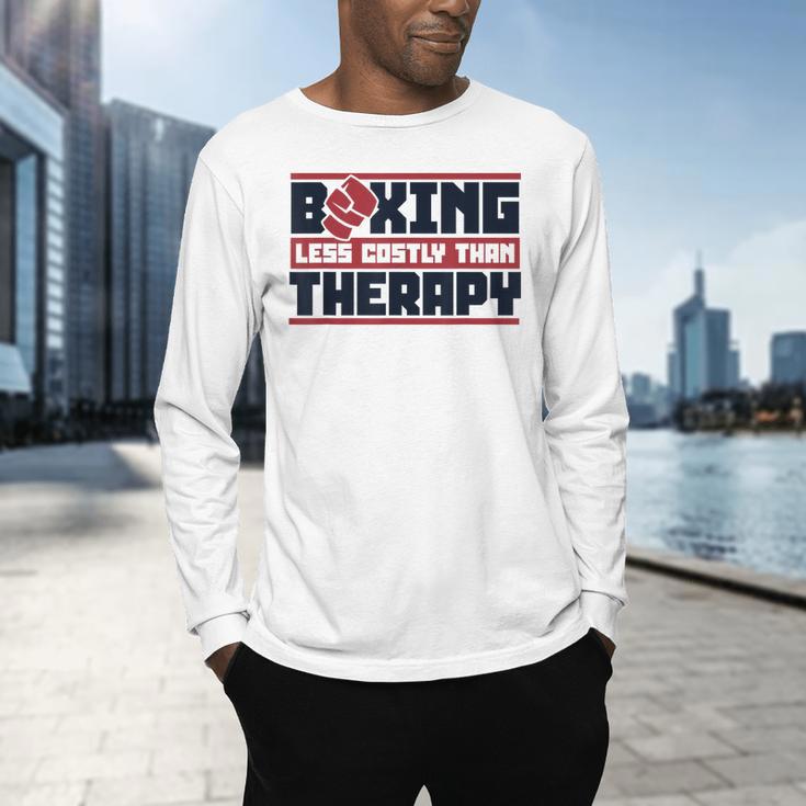 Boxing Less Costly Than Therapy Muay Thai Boxing Men's Long Sleeve T-Shirt Boxing Less Costly Than Therapy Muay Thai Boxing Men's Long Sleeve T-Shirt