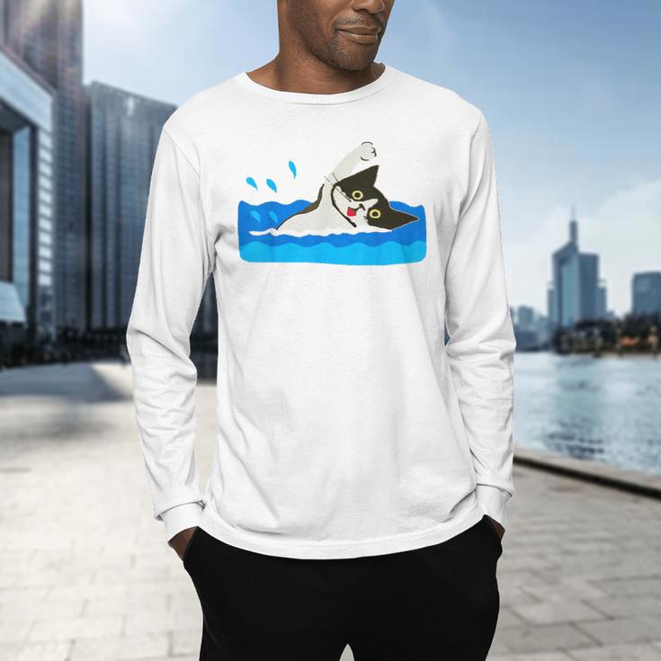Cat Swimming Pool Men's Long Sleeve T-Shirt Cat Swimming Pool Men's Long Sleeve T-Shirt