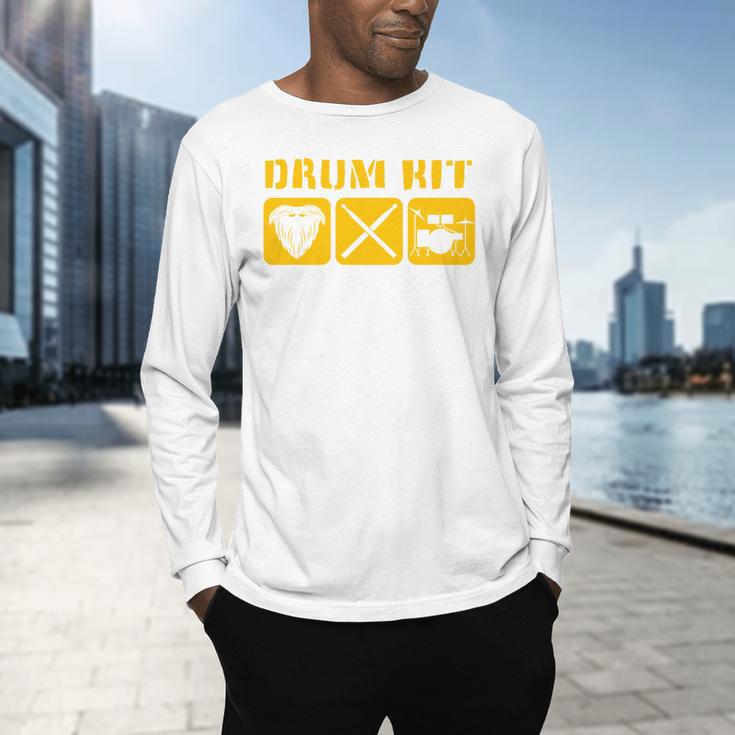 Drum Kit Band Drumming Drumsticks Musical Drums Men's Long Sleeve T-Shirt Drum Kit Band Drumming Drumsticks Musical Drums Men's Long Sleeve T-Shirt