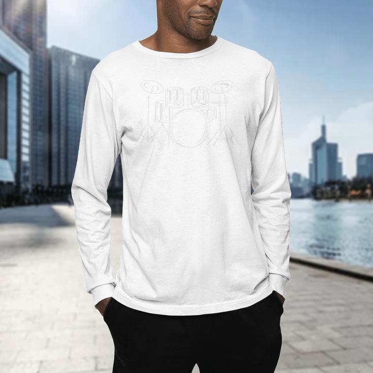 Drum Kit Minimalist Art For Drummer Pullover Men's Long Sleeve T-Shirt Drum Kit Minimalist Art For Drummer Pullover Men's Long Sleeve T-Shirt