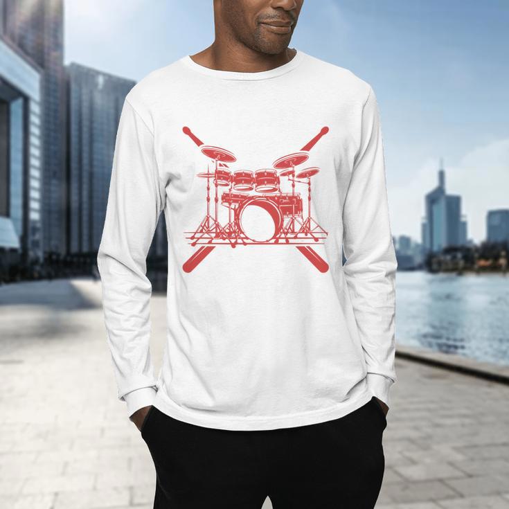 Drum Kit Percussion For Drummer Percussionist Musician Sweatshirt Men's Long Sleeve T-Shirt Drum Kit Percussion For Drummer Percussionist Musician Sweatshirt Men's Long Sleeve T-Shirt