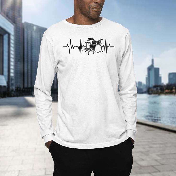 Drum Kit Pulse Line Rock Artist Drum Set Sweatshirt Men's Long Sleeve T-Shirt Drum Kit Pulse Line Rock Artist Drum Set Sweatshirt Men's Long Sleeve T-Shirt