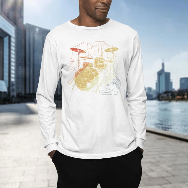 Drum Kit Retrowave Drums Men's Long Sleeve T-Shirt Drum Kit Retrowave Drums Men's Long Sleeve T-Shirt