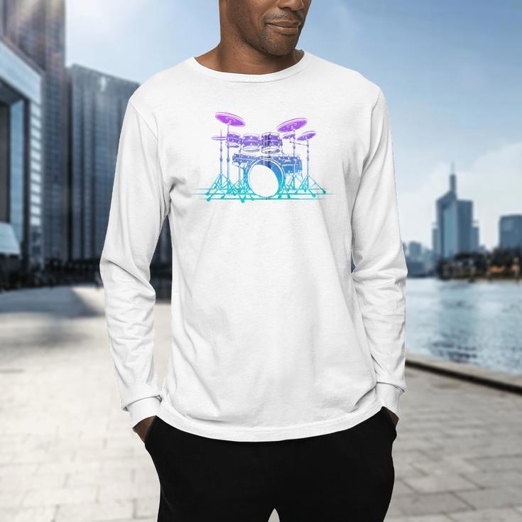 Drum Kit Set Drummer Zip Men's Long Sleeve T-Shirt Drum Kit Set Drummer Zip Men's Long Sleeve T-Shirt