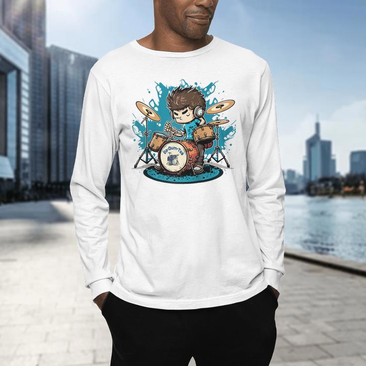 Drum Set Drumming Drummers Drum Kits Music Raglan Baseball Tee Men's Long Sleeve T-Shirt