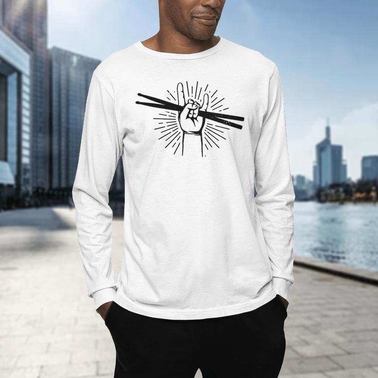 Drummer Drum Kit Rock & Roll Music Drummer Men's Long Sleeve T-Shirt Drummer Drum Kit Rock & Roll Music Drummer Men's Long Sleeve T-Shirt