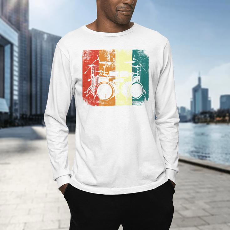 Drumset Cool Retro Vintage Drum Kit Drummer Music Percussion Men's Long Sleeve T-Shirt Drumset Cool Retro Vintage Drum Kit Drummer Music Percussion Men's Long Sleeve T-Shirt