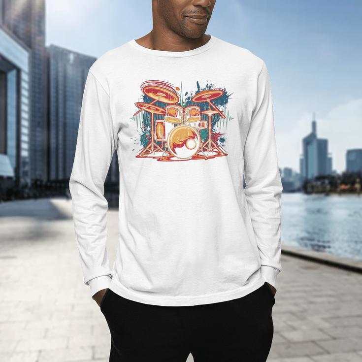 Dynamic Drum Kit For Drummers And Rock Music Lovers Sweatshirt Men's Long Sleeve T-Shirt Dynamic Drum Kit For Drummers And Rock Music Lovers Sweatshirt Men's Long Sleeve T-Shirt