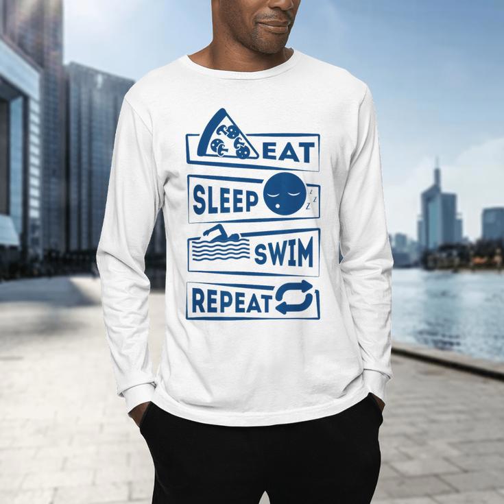 Eat Sleep Swimming Repeat Swimming Men's Long Sleeve T-Shirt Eat Sleep Swimming Repeat Swimming Men's Long Sleeve T-Shirt