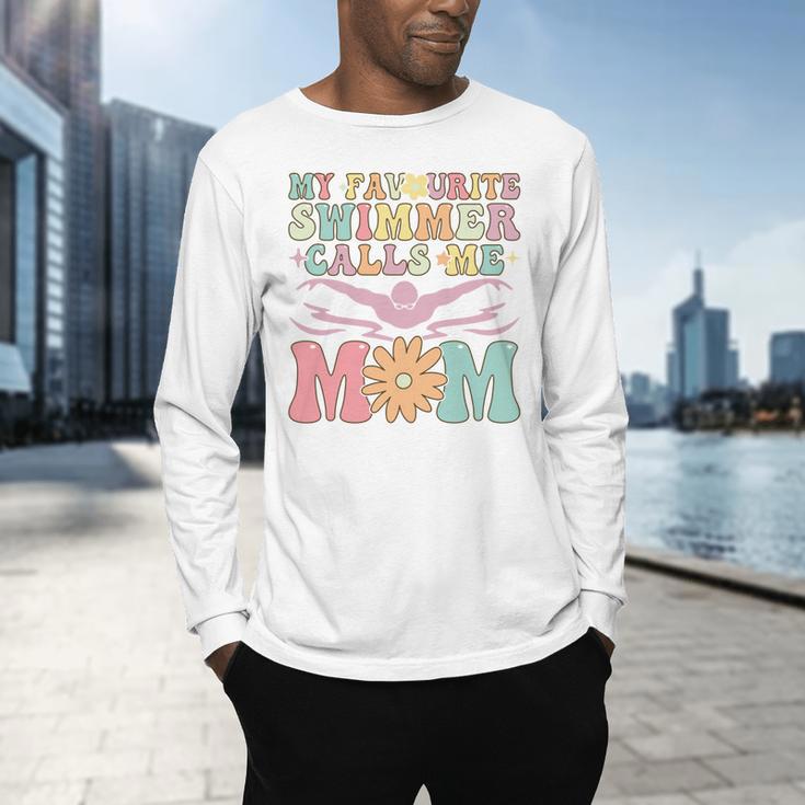 Favourite Swimmer Calls Me Mom Swimming Mom Female Swimmer Men's Long Sleeve T-Shirt