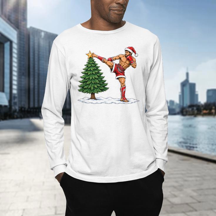 Festive Muay Thai Santa Christmas Men's Long Sleeve T-Shirt