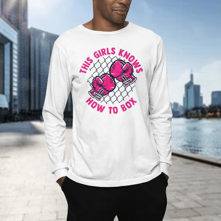 This Girl Knows How To Box Muay Thai Kickboxer Fan Boxing Men's Long Sleeve T-Shirt