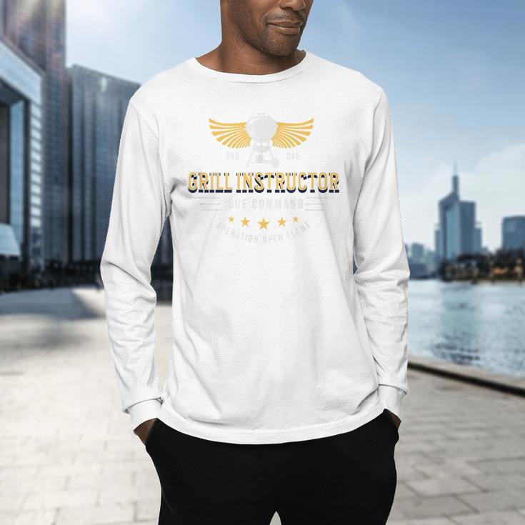 Grill Instructor BBQ Dad – 'Cue Command Op Open Flame Father Men's Long Sleeve T-Shirt